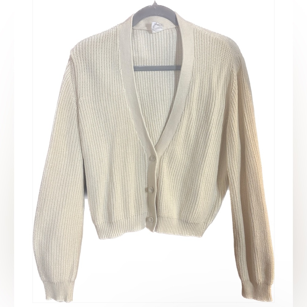 Knit, button up cardigan. Cream color, size XL